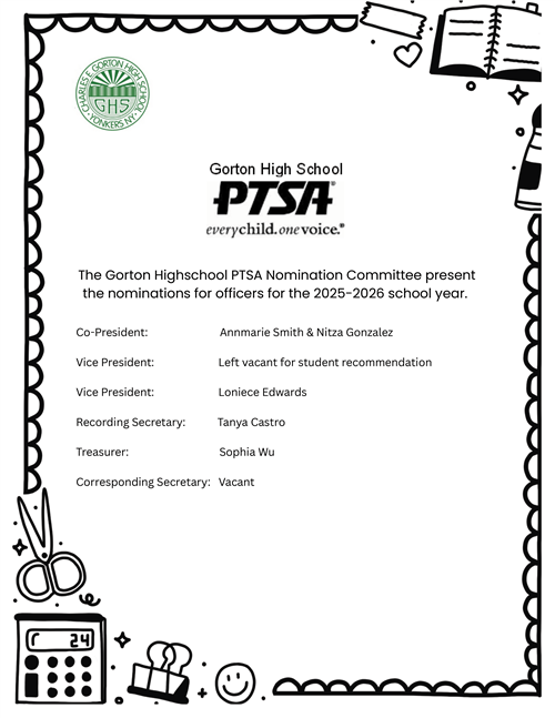 2025-2026 Gorton PTSA Slate of Officers